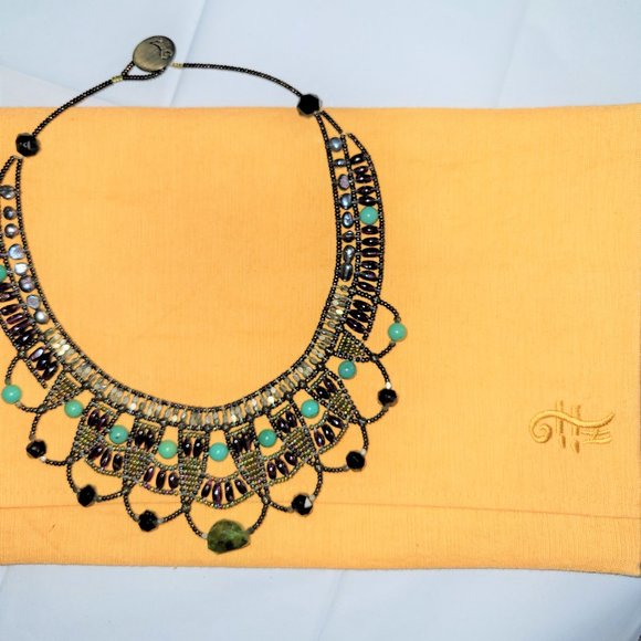 Unique Statement Choker! Peridot/Turquoise/Tahitian Pearl & Beads - Picture 3 of 5